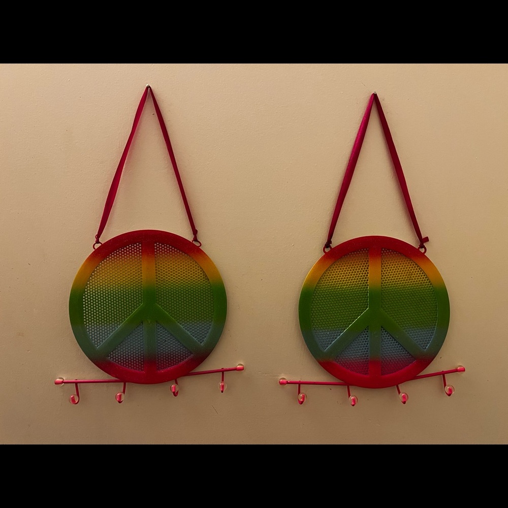 Peace sign earring/necklace holder 🌈